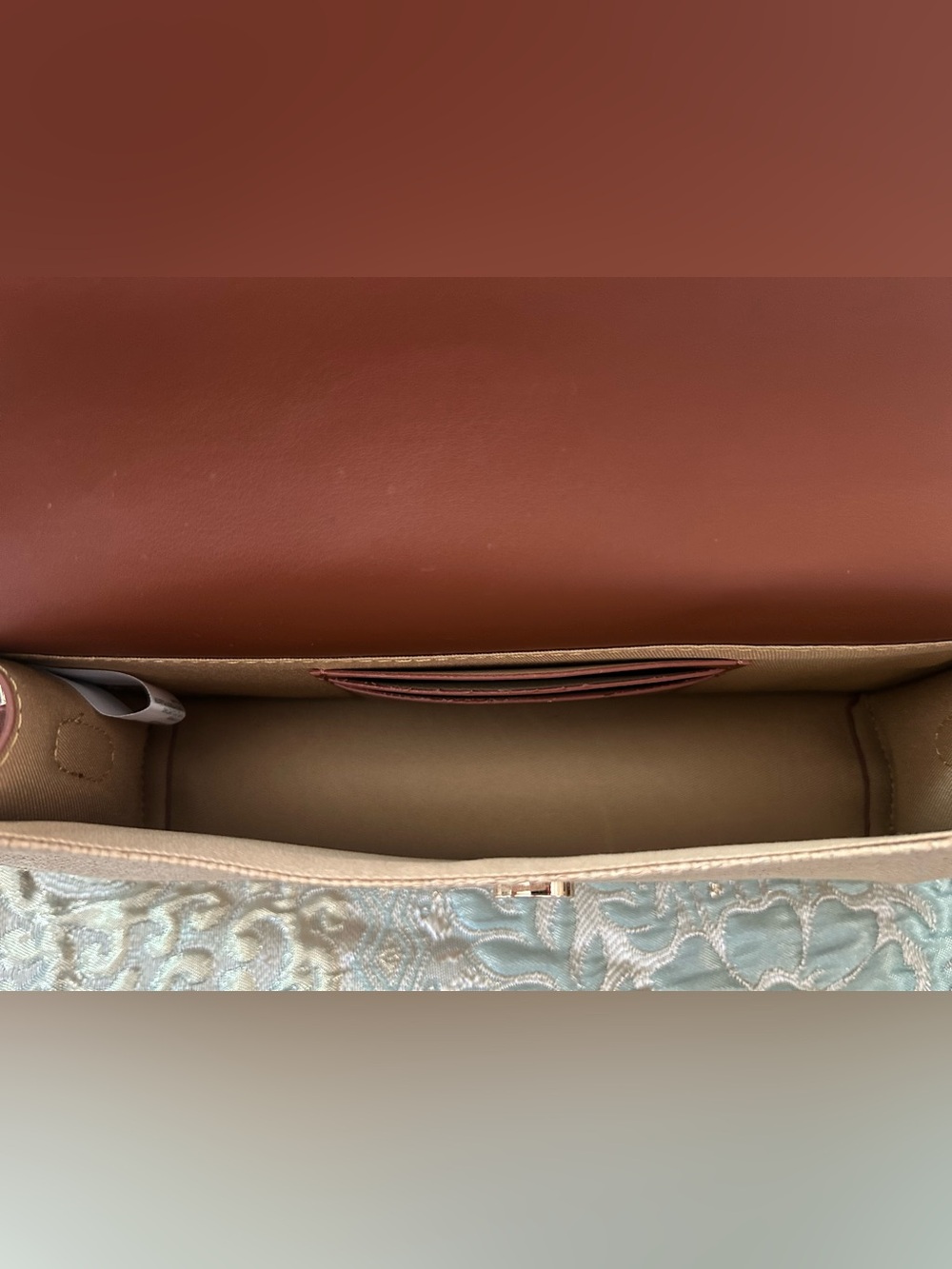 Moda Luxe Tan Woven Clutch with Brown Leather Strap new without tags - Picture 10 of 10